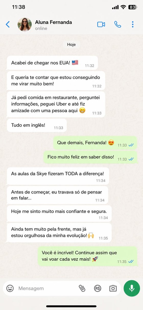 Depoimento da aluna Fernanda em viagem aos EUA